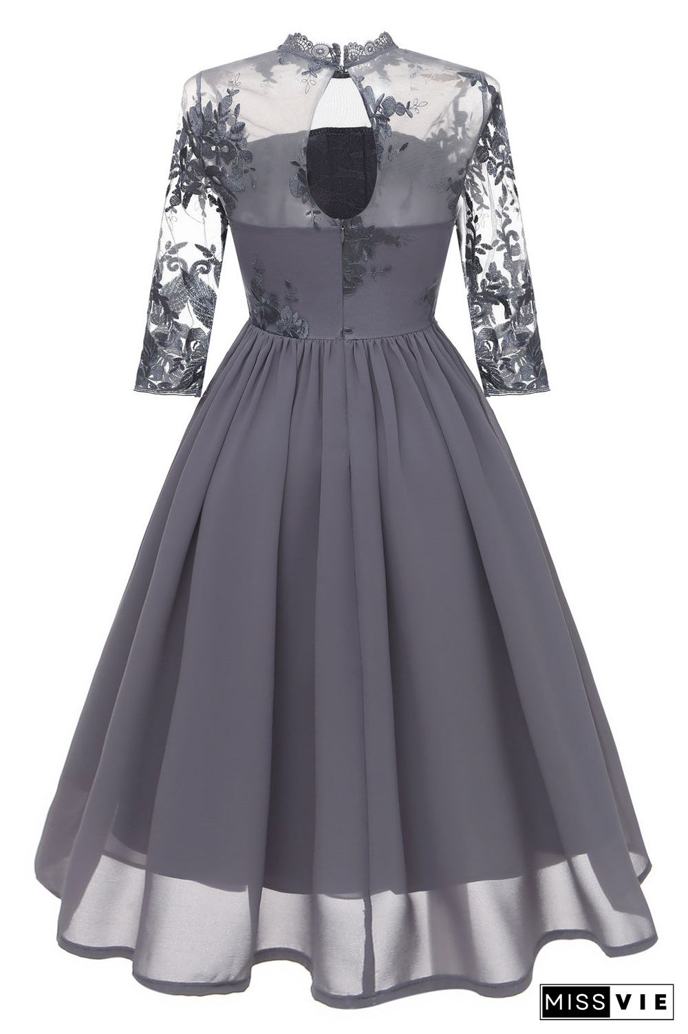 Grey A-Line Cocktail Party Graduation Dress