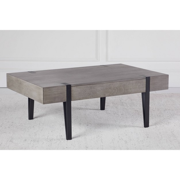 Cole Wood And Metal Modern Farmhouse Console Coffee Table Dark Gray Abbyson Living