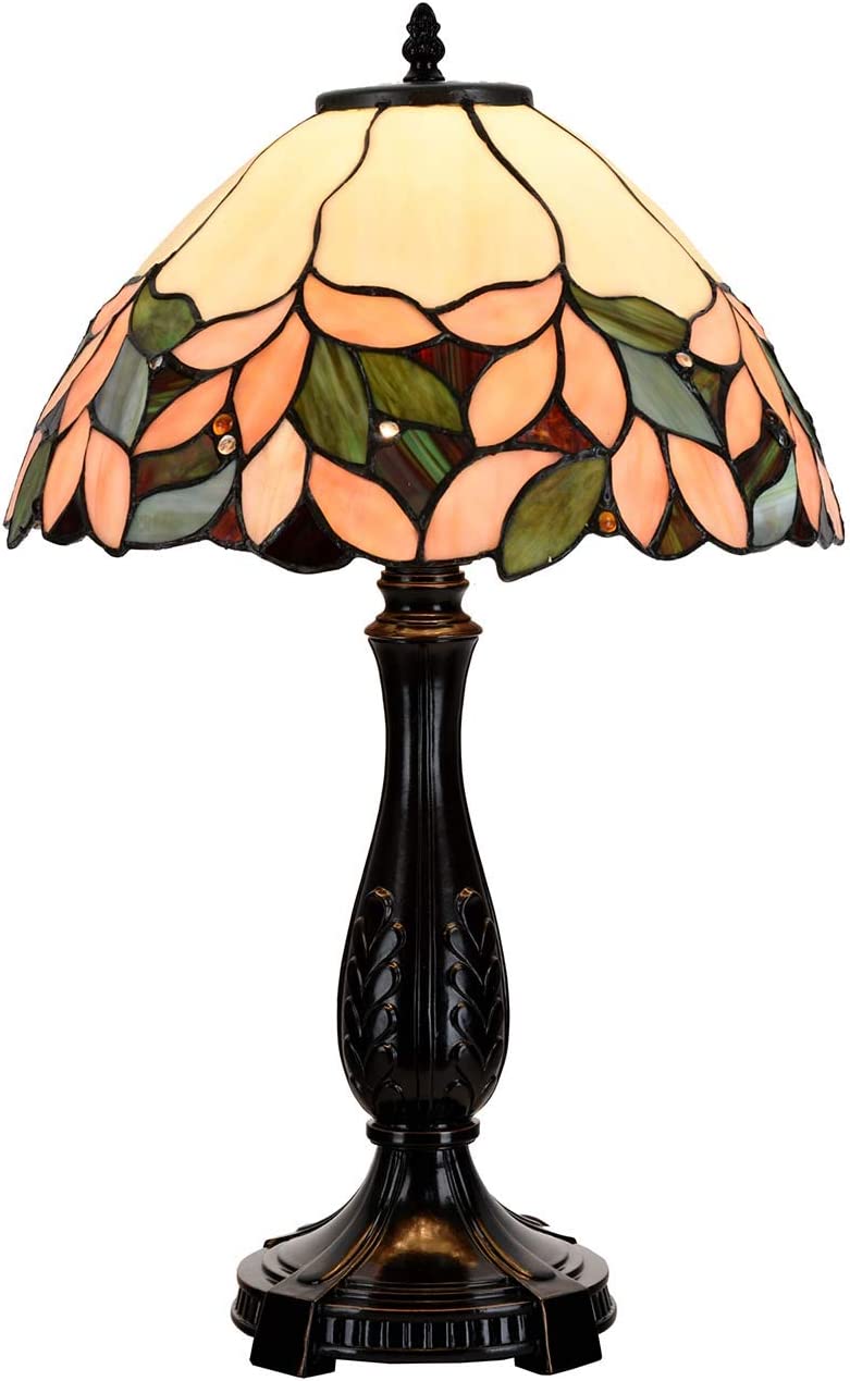 SHADY L10805 Pink Wisteria  Style Stained Glass Table Lamp  14&#34; W x 22.5&#34; H