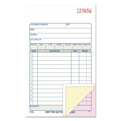 Adams Carbonless Sales Order Book， Three-Part Carbonless， 4.19 x 7.19， 50 Forms (TC4705)