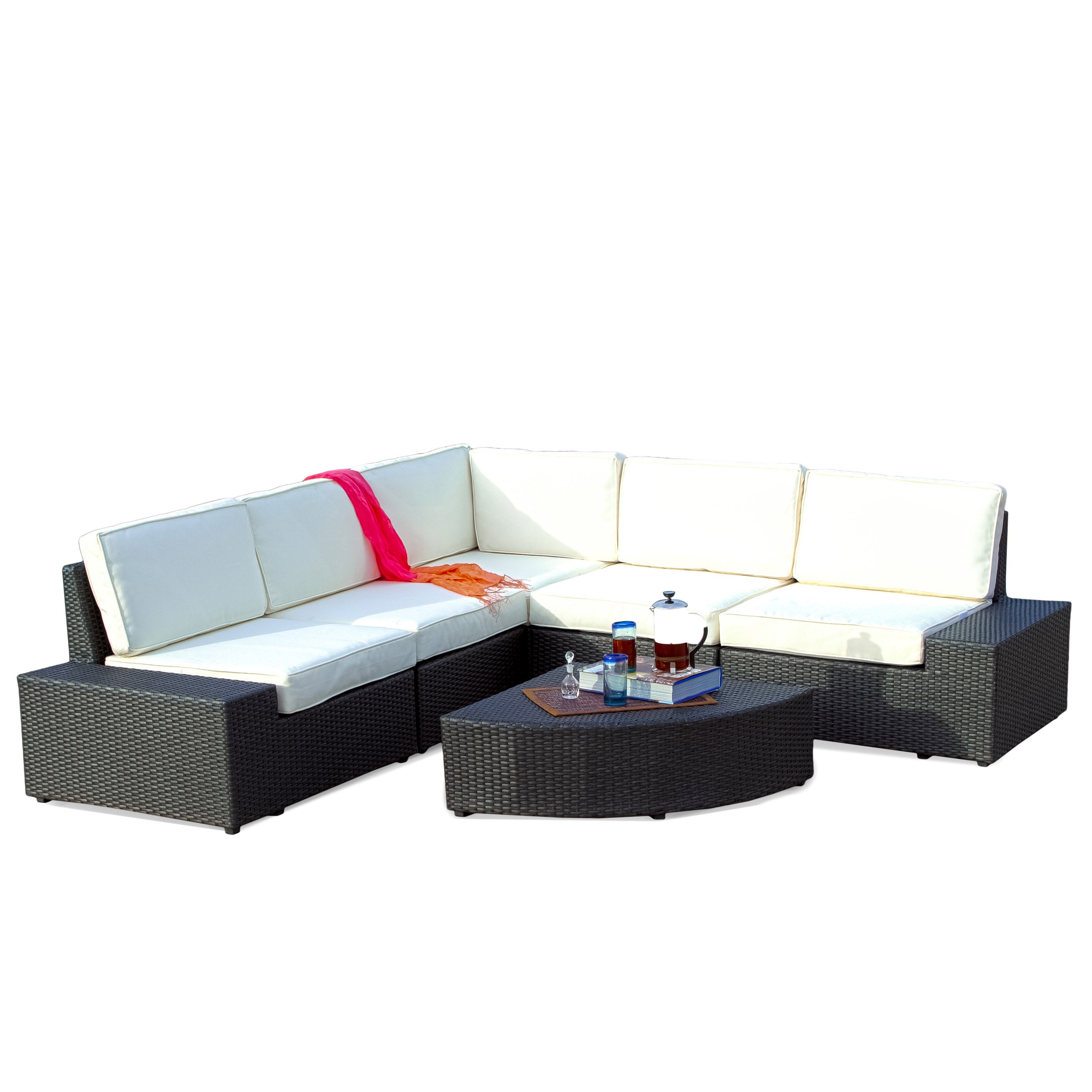 Reddington 6pc Outdoor Grey Wicker Sectional Set