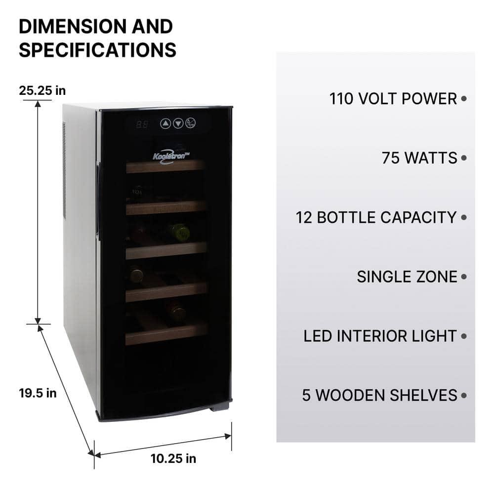 Koolatron 12 Bottle Wine Cooler Deluxe Freestanding Wine Fridge