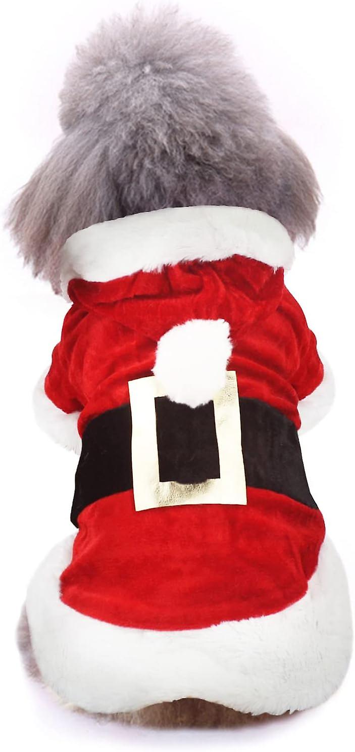 Santa Dog Costume Christmas Pet Clothes Winter Hoodie Coat For Dog Clothing Chihuahua Yorkshire Poodle (l)