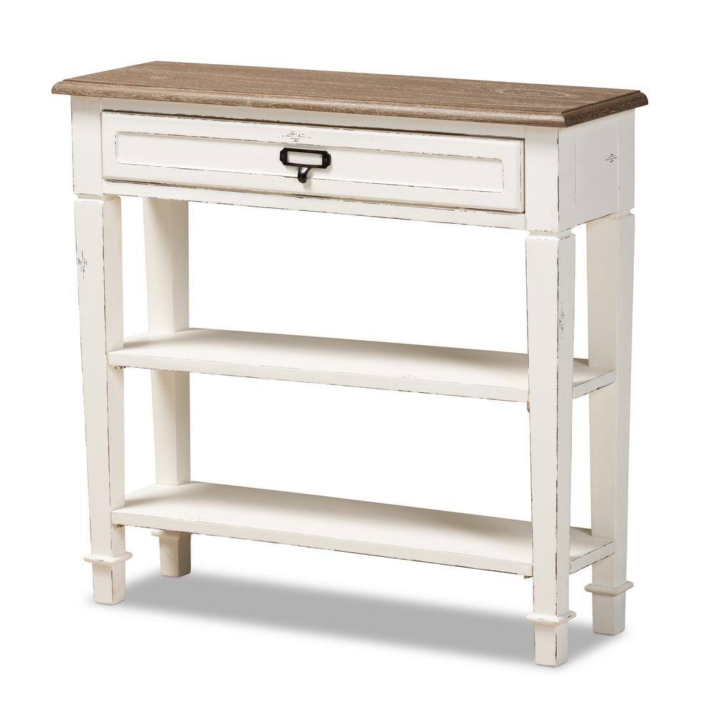 Baxton Studio Dauphine 32 in. White Rectangle Wood Console Table with Drawers 28862-6028-HD