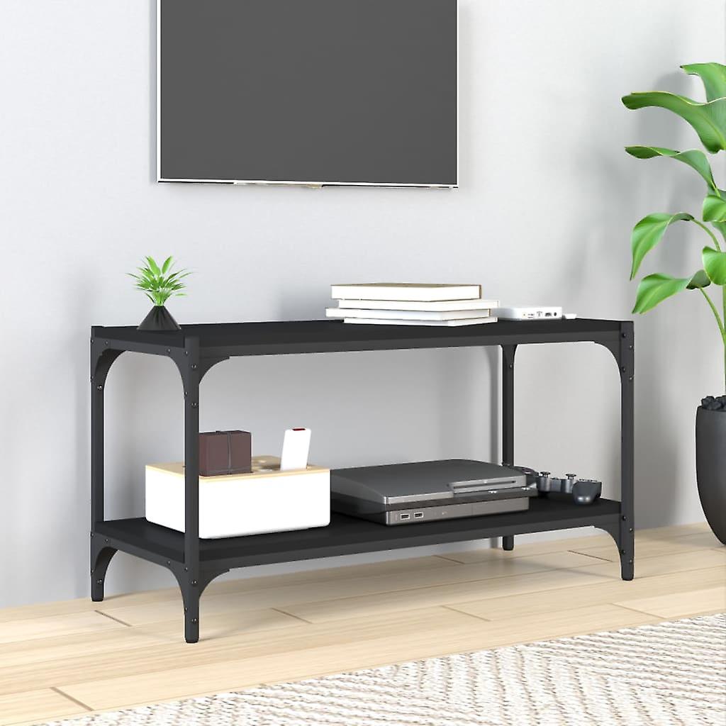 Tv Cabinet Black 80x33x41 Cm Engineered Wood And Steel