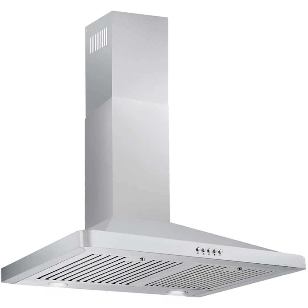 Cavaliere 30 in Wall Mount Range Hood in Stainless Steel with Professional Baffle Filters LED lights Push Button Control