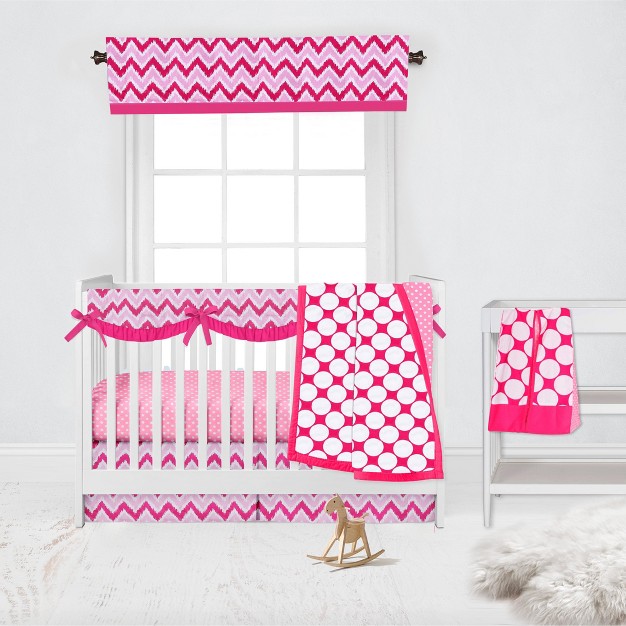 Bacati Mixnmatch Pink Chevron Zigzag Window Valance