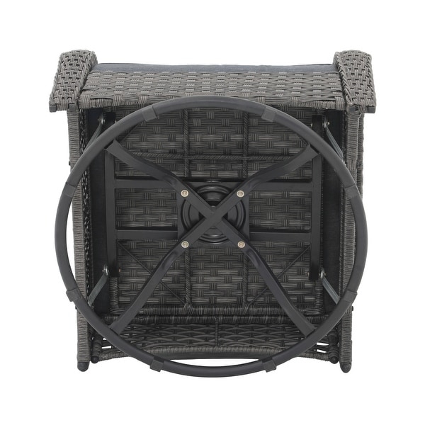 Outdoor Wicker 360 Degree Swivel Chairs with Square Table