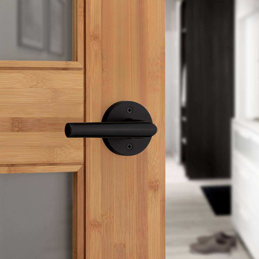 Kwikset Milan Matte Black Privacy BedBath Door Lever 730MILRDT5146ALRCS