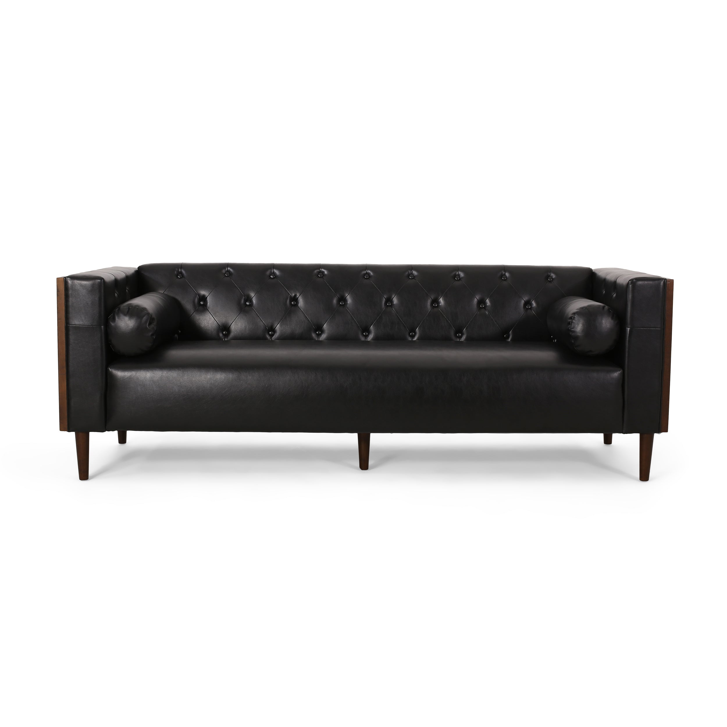 Neilan Contemporary Tufted Deep Seated Sofa with Accent Pillows