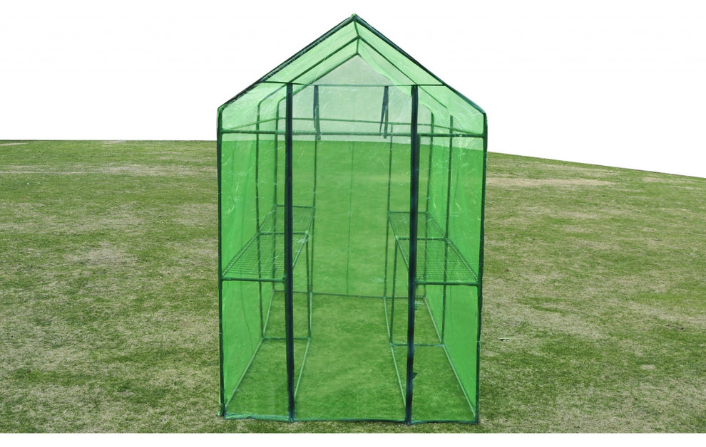 vidaXL Greenhouse Grow House Green House for Outdoor Plant Growing Steel XL   Contemporary   Greenhouses   by vidaXL LLC  Houzz