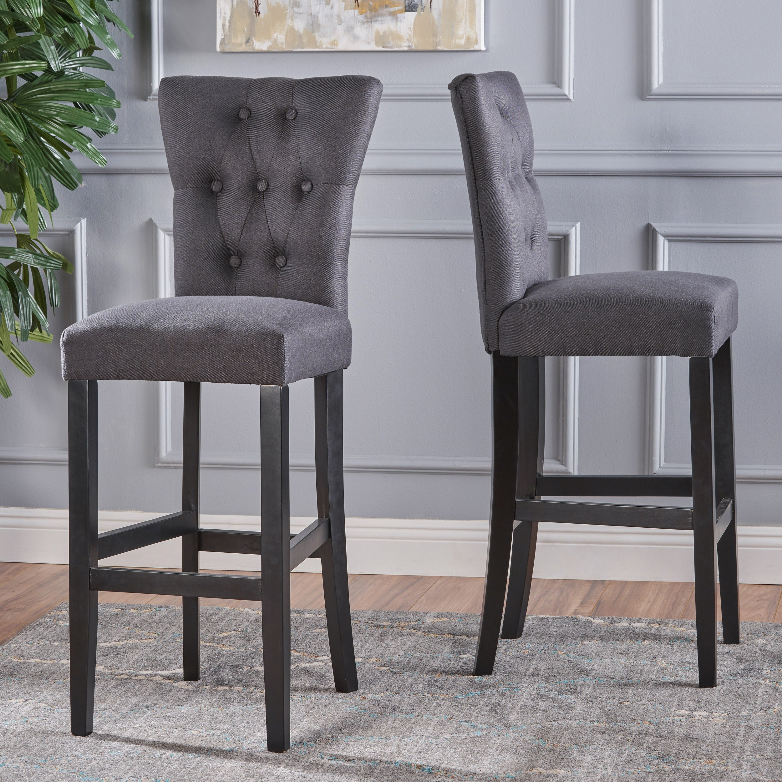 Padma 30-Inch Tufted Back Fabric Barstools (Set of 2)