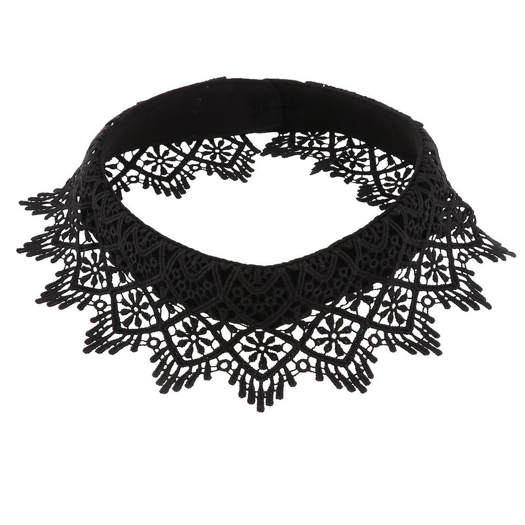 2x Womens Lace Fake Collar Detachable Half Shirt Blouse False Collar Black