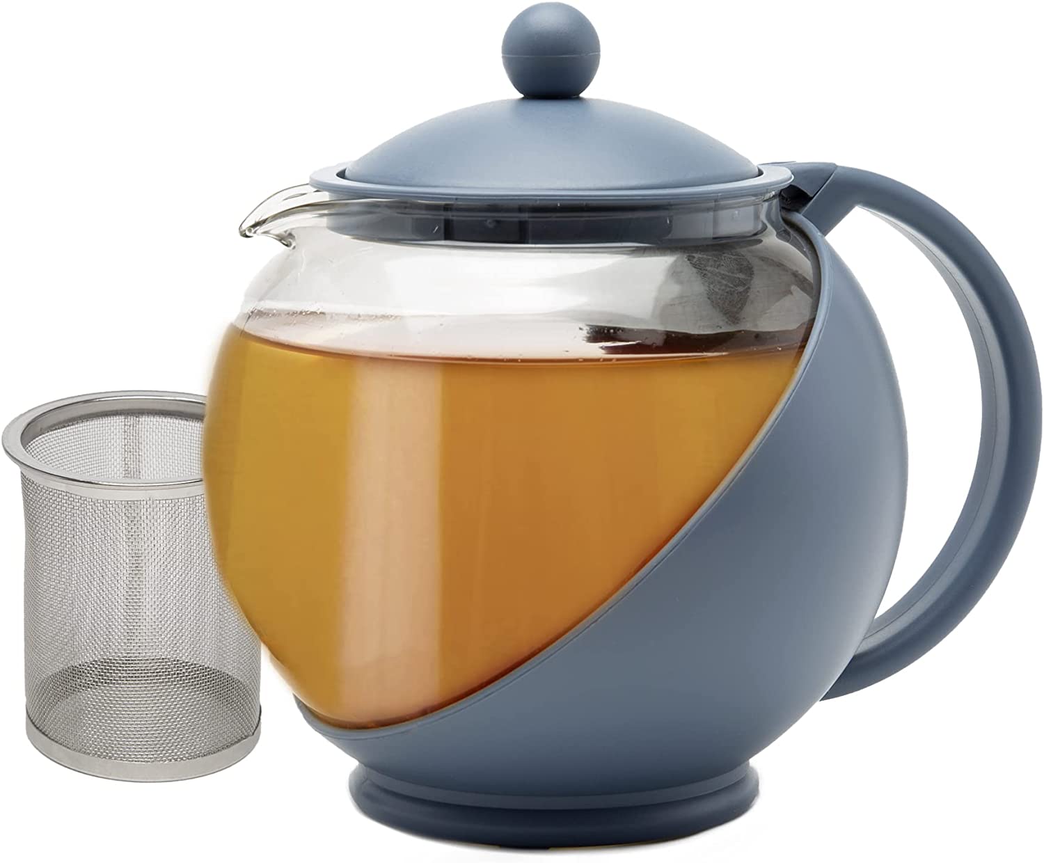 Primula Half Moon Teapot Set with 4 Tea Cups, Removable Stainless Steel Filter and Infuser, Glass Tea Maker, Filter, Dishwasher Safe, 40-Ounce, Tea Gift Set, Tea Set for Service of 4 Adults