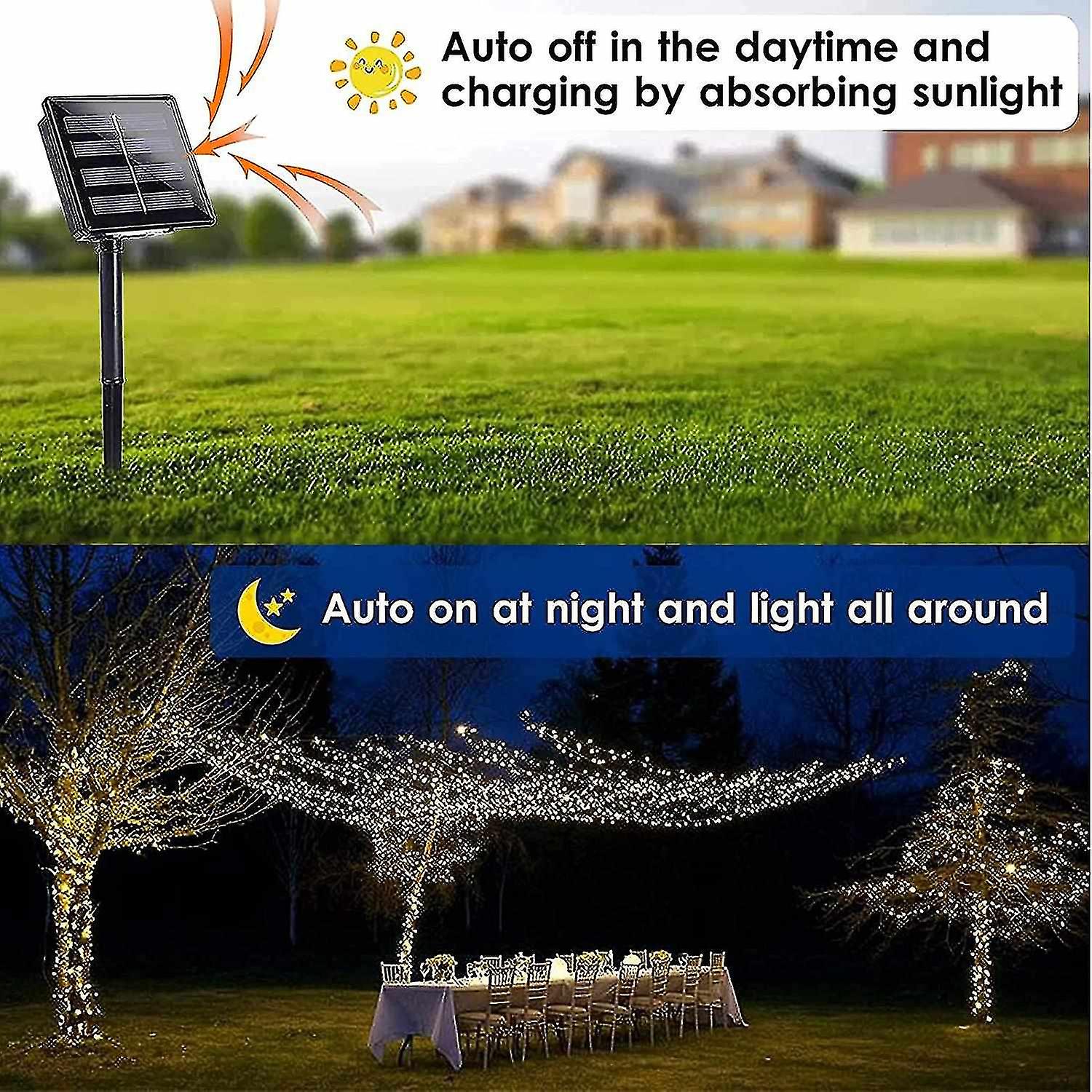 Solar Light Chain Outside， 22m 200 Led Solar Light Chain Outside Waterproof， 8 Modes Solar Light Cha