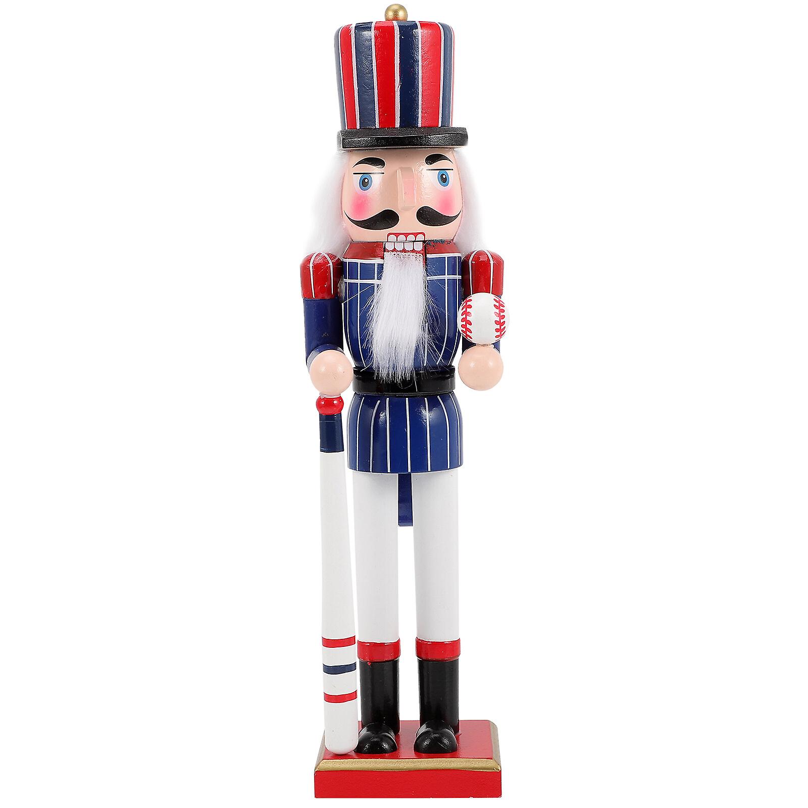 Nutcracker Soldier Decor Sports Style Nutcracker Figure Wooden Nutcracker Soldier With Baseball