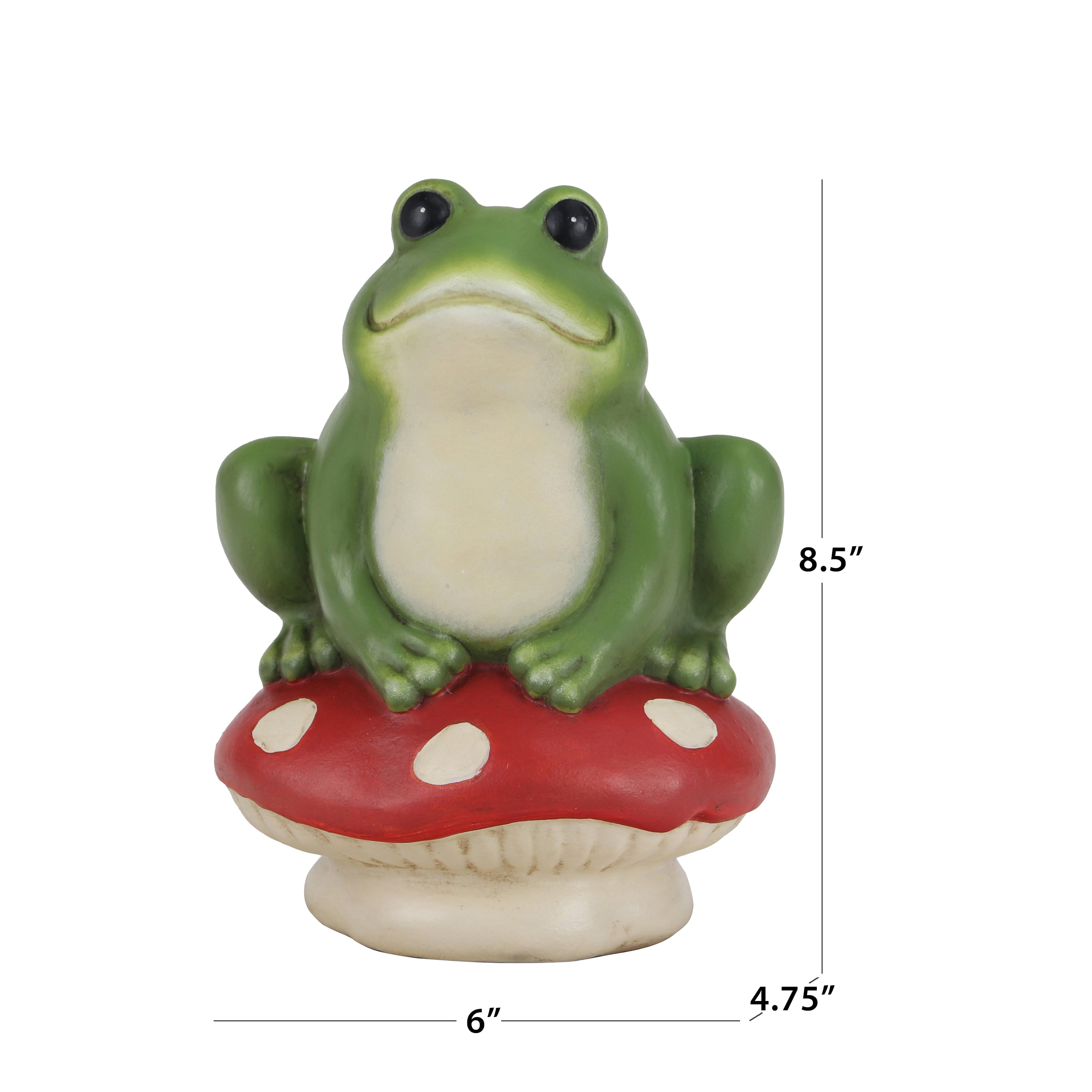 Mainstays Outdoor Frog on Red Mushroom Garden Statue, 6 in L x 4.75 in W x 8.5 in H