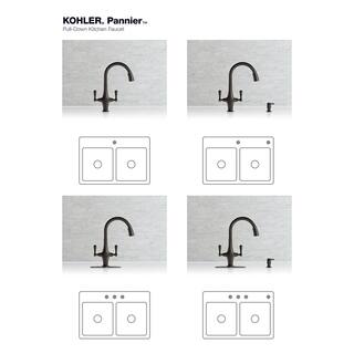 KOHLER Pannier Two-Handle Pull Down Sprayer Kitchen Faucet in Oil-Rubbed Bronze K-R29473-SD-2BZ