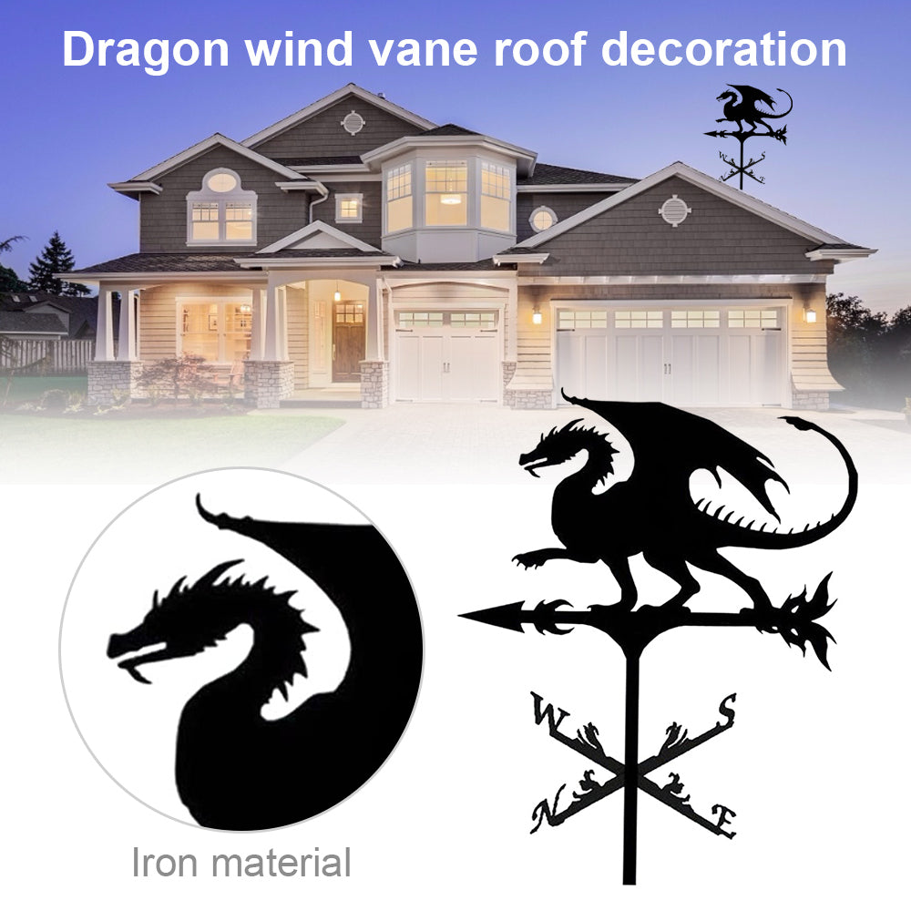 Willstar Metal Iron Dragon Weathervane Outdoor Weather Vane Wind Direction Indicator Garden Yard Decor