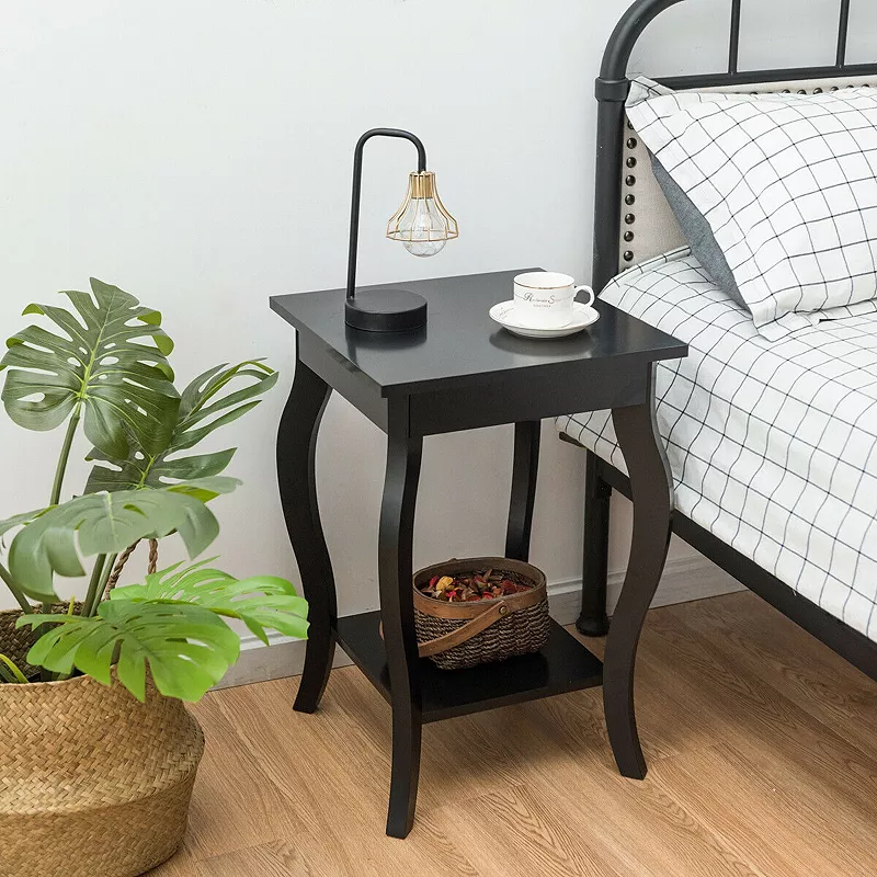 Set of 2 Side Table Sofa Table Night Stand with Shelf