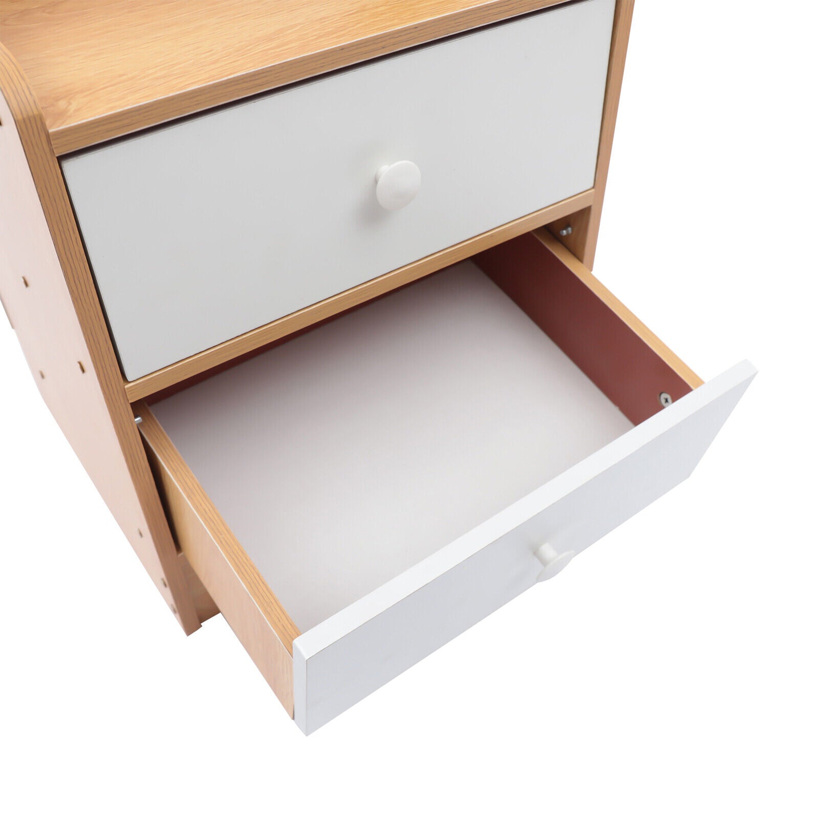 SHZICMY Modern Nightstand with 2 Drawers, Tall Bed End Table/Bedside Table, Wooden Storage Shelf Maple+White