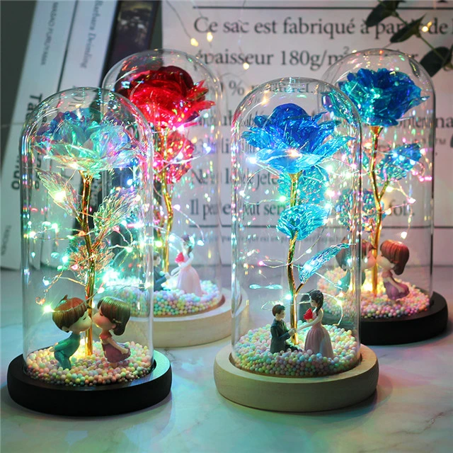 Galaxy Rose Led Fairy Lamp |  Rose Gold Flower |Galaxy Rose Glass