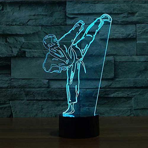 3d Gradient Karate Taekwondo Night Light Touch Switch 7 Color Change Led Table Desk Lamp Acrylic Flat Abs Base Usb Charger Home Toy Birthday Xmas Kid