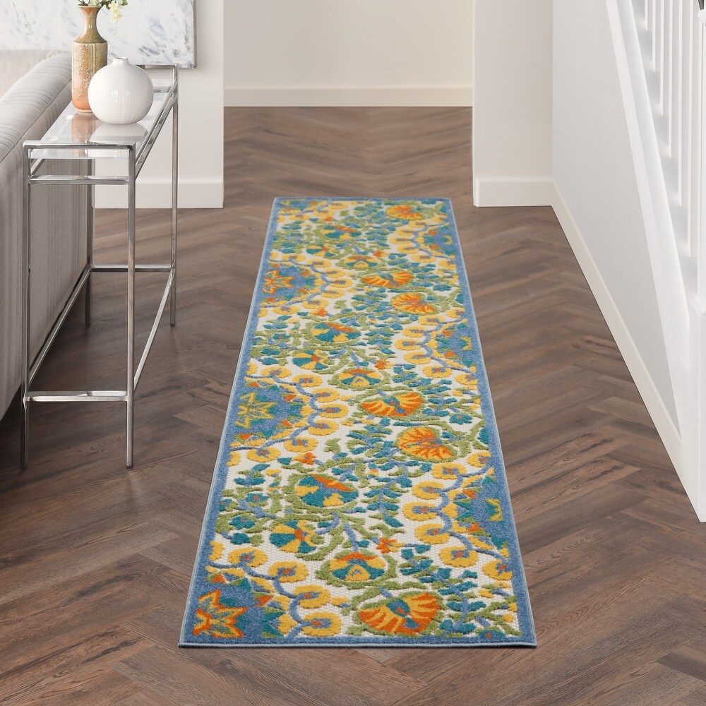 Nourison Aloha Modern Floral Vibrant Multicolored Indoor/Outdoor Area Rug