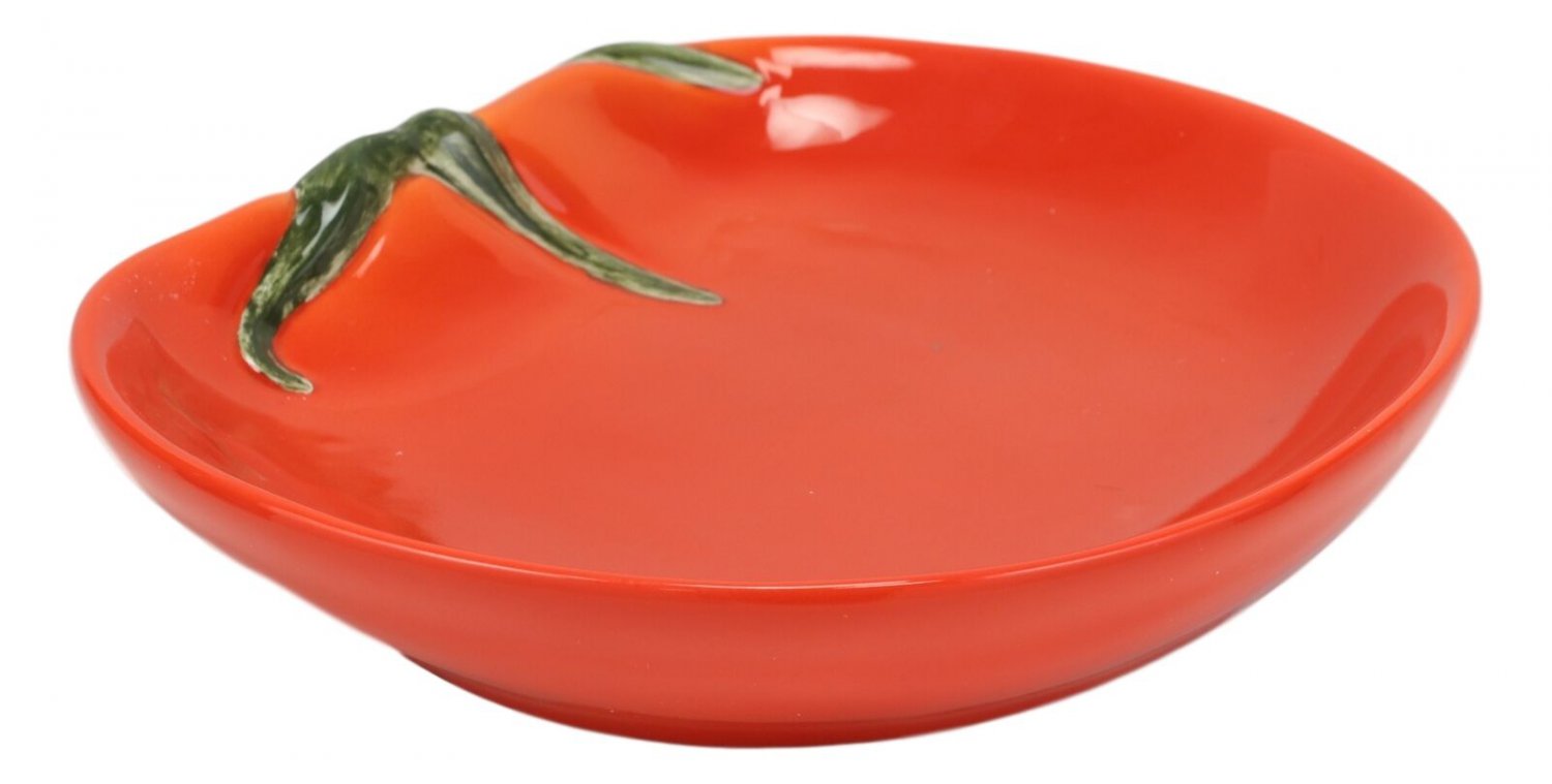 1 (6.5D) Gourmet Kitchen Ceramic Red Tomato Appetizer Fruit Salad Plates Set Of 3 EBR02