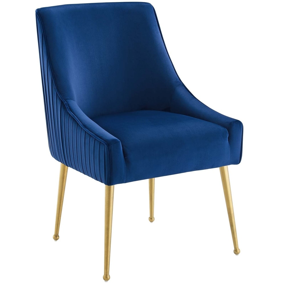 Pleated Back Upholstered Performance Velvet Dining Chair