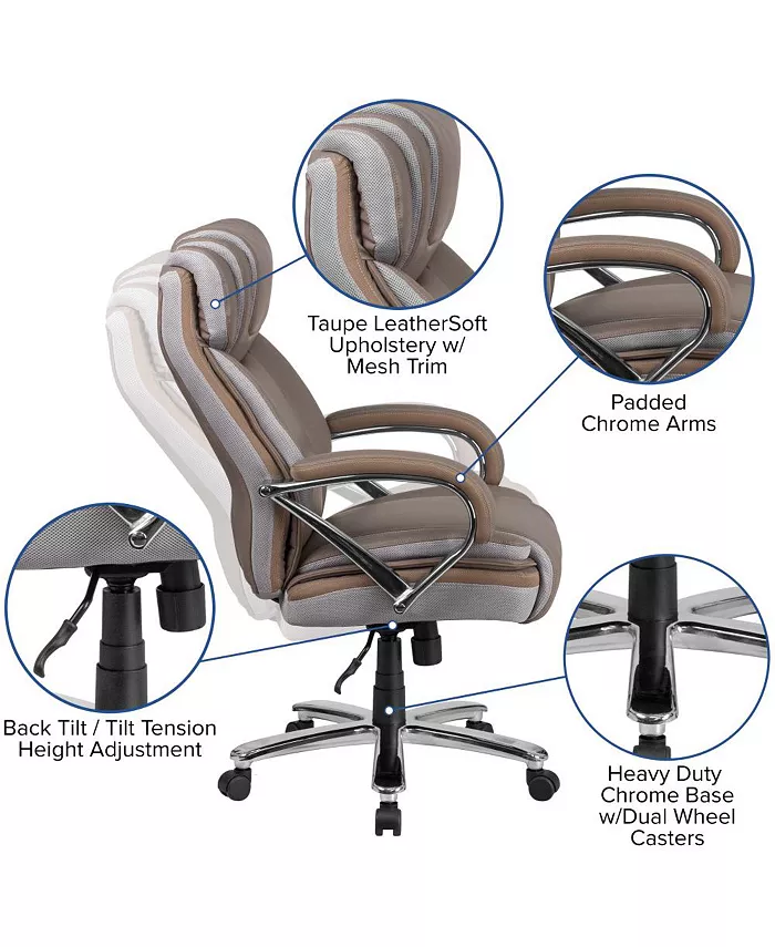 EMMA+OLIVER 500 Lb. Big and Tall Leathersoft Executive Ergonomic Office Chair With Wide Seat