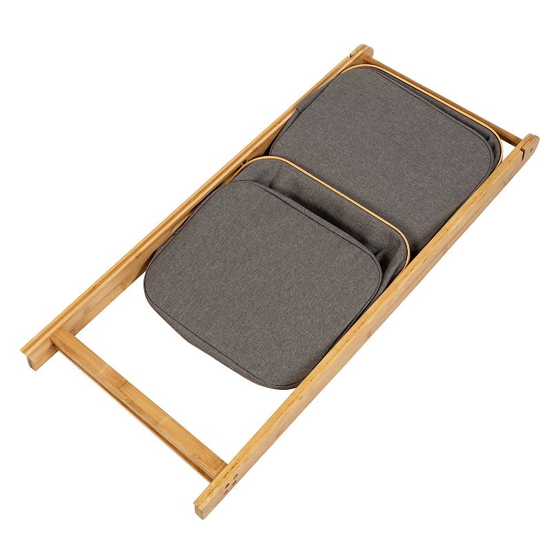 Small Bamboo and Canvas 2-Tier Collapsible A-Frame Shelving Unit