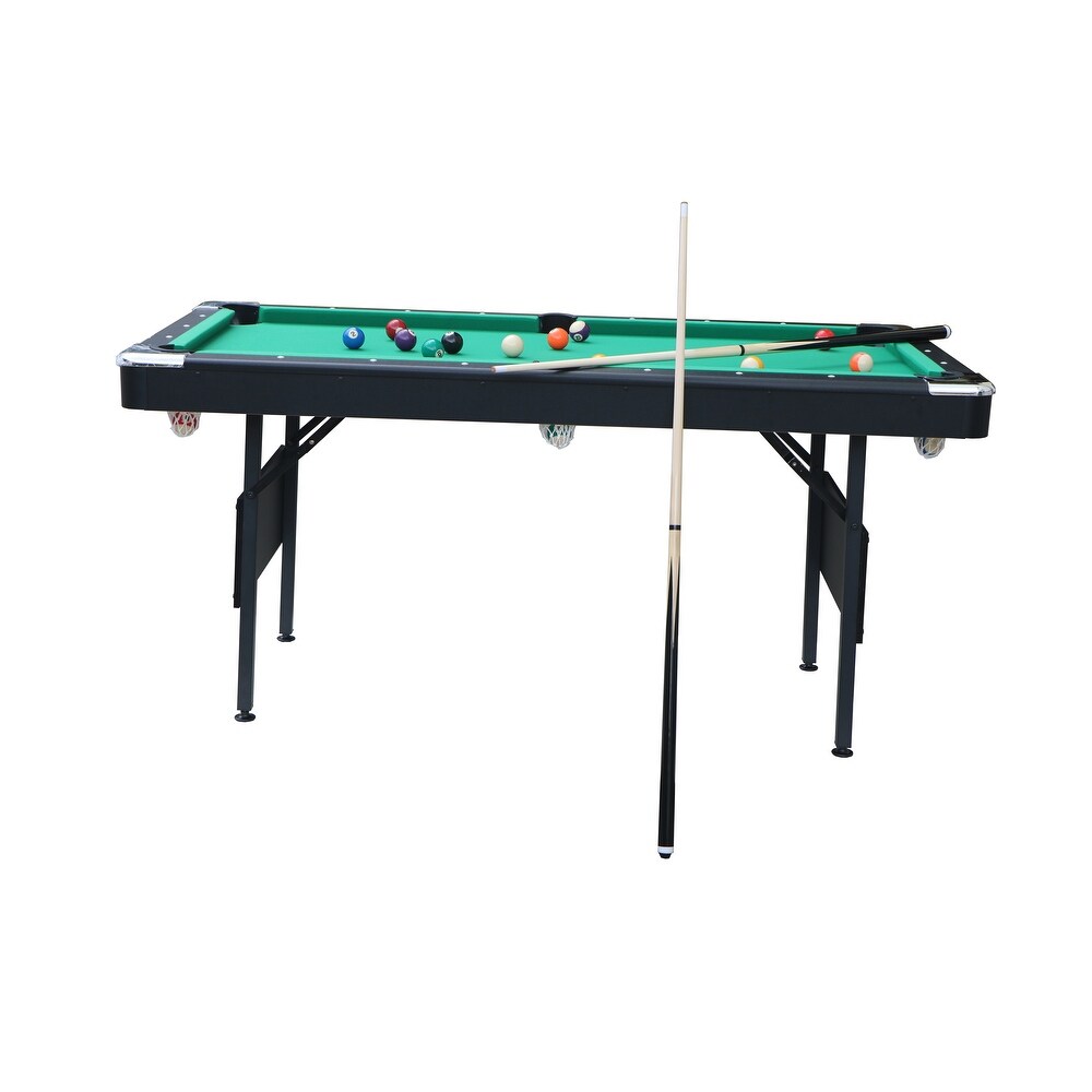 Velvet Pool Table Portable Billiards Table Children's Game Table with Billiard Balls Brush Triangle Rack and Chalk