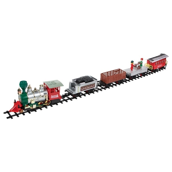 35Pc Silver Red B/O Lighted Animated Classic Train Set Sound