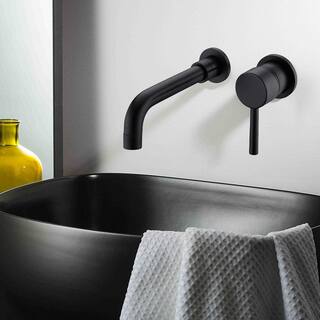 UPIKER Modern Single Handle Wall Mounted Bathroom Faucet with 2 Holes Brass Rough-in Valve in Matte Black UP2301SFB0002