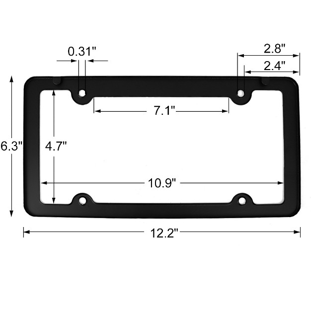 Unique Bargains Aluminum Alloy Screw Caps 4 Hole Front Rear License Plate Frame Black 2 Pcs