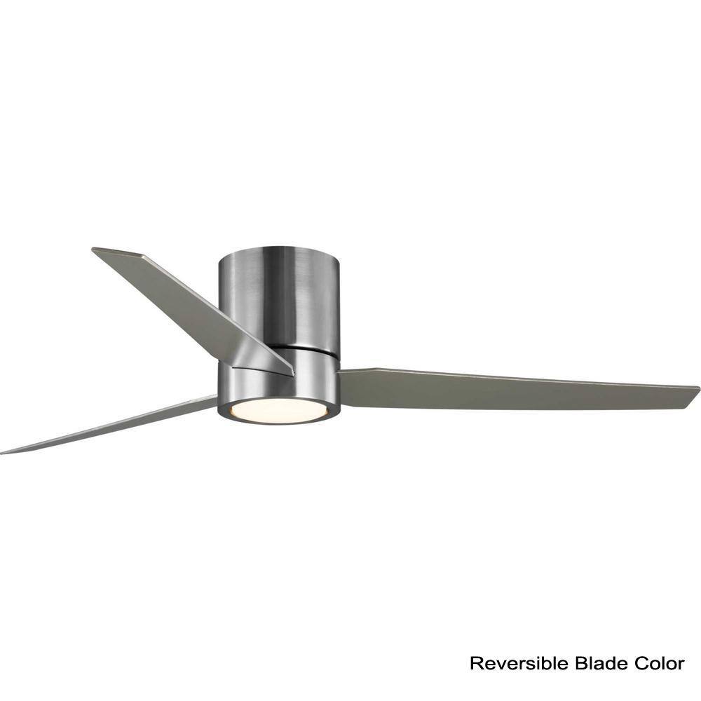 Progress Lighting Braden 56 in. 3-Blade LED Indoor Brushed Nickel WalnutSilver Blades Mid-Century Modern Ceiling Fan with Remote P2588-0930K