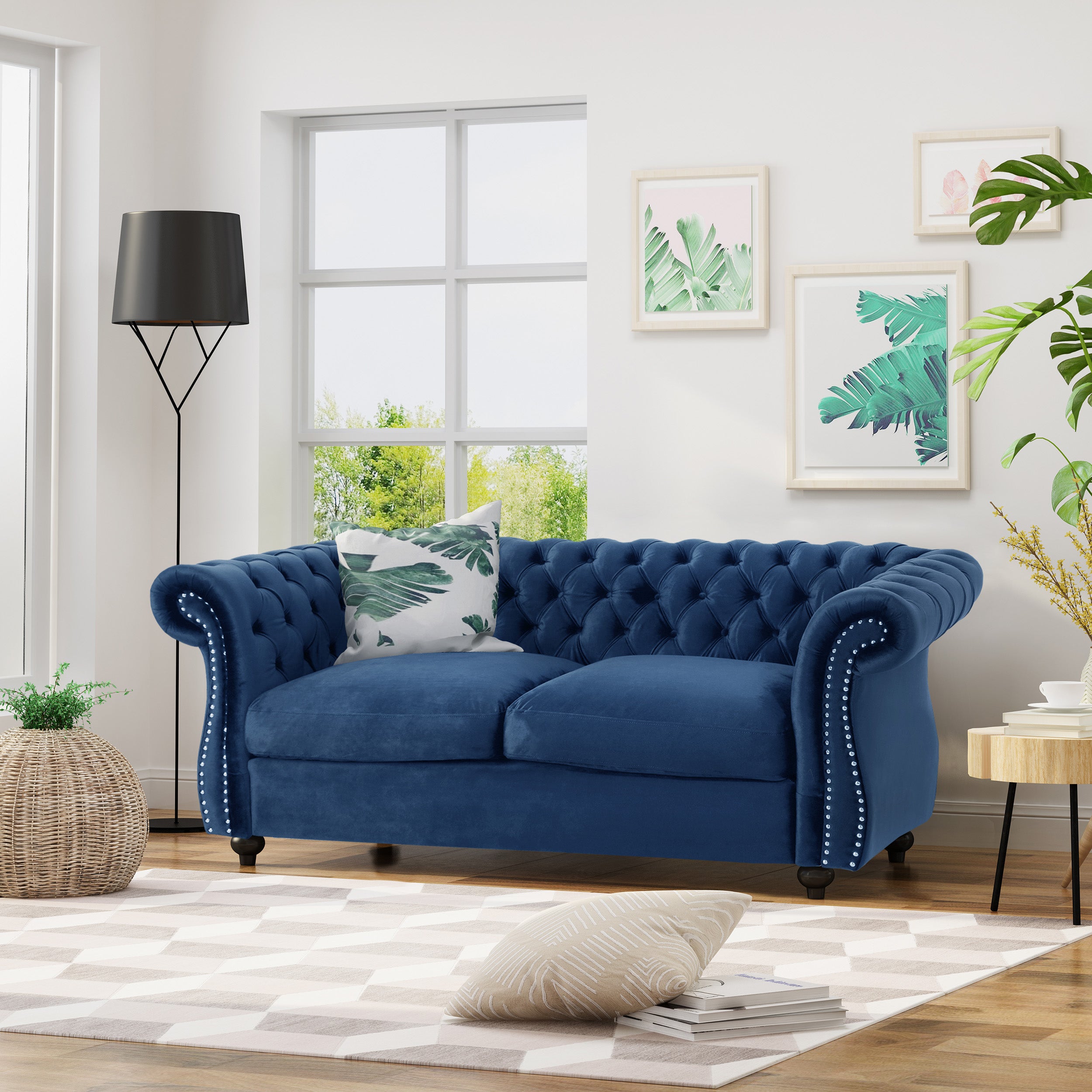 Kyle Traditional Chesterfield Velvet Loveseat Sofa