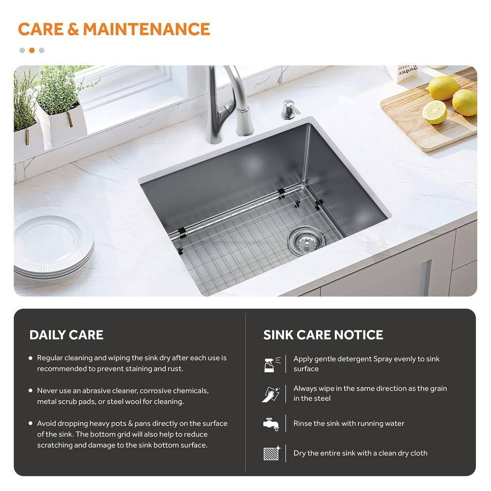 Glacier Bay All-in-One Undermount Stainless Steel 23 in. Kitchen Sink VUR2318PA1