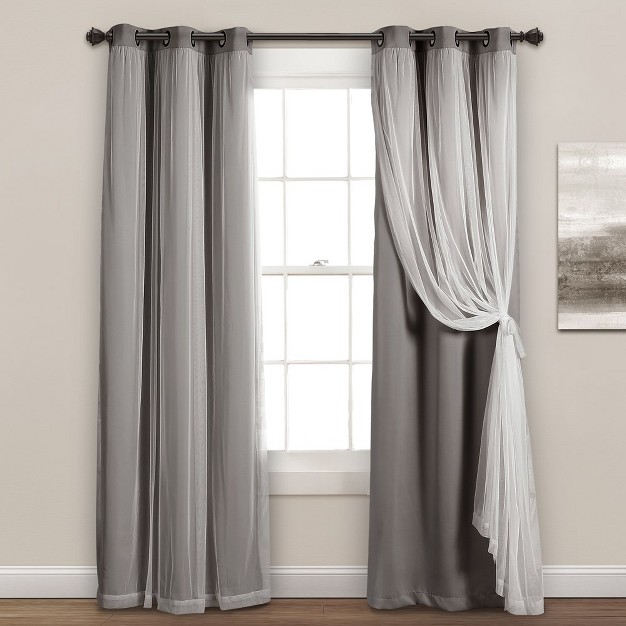 Home Boutique Grommet Sheer Panels With Insulated Blackout Lining Dark Gray Set 38x84