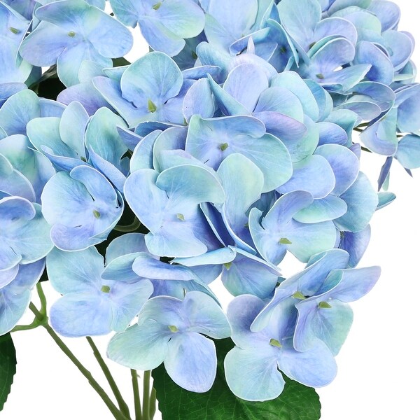 Set of 2 Natural Touch Blue Periwinkle Artificial Hydrangea Flower Stem Bush Bouquet 17in