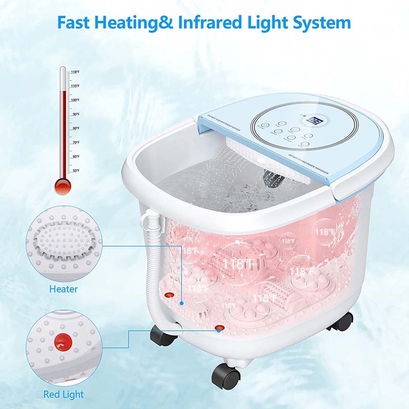 Foot Spa Bath Massager Pedicure Spa Tub with Heat, 2 Rollers, 4 Shiatsu Massagers, Temperature Control, Timer, 3-Angle Shower