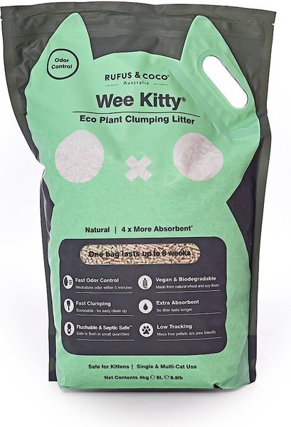 Rufus and Coco Wee Kitty Eco Plant Unscented Clumping Tofu Cat Litter