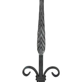 arteferro 35-716 in. x 12 in. Square Bar Stamped Scroll With Single Sided Floral Rosette Forged Raw Picket 5616