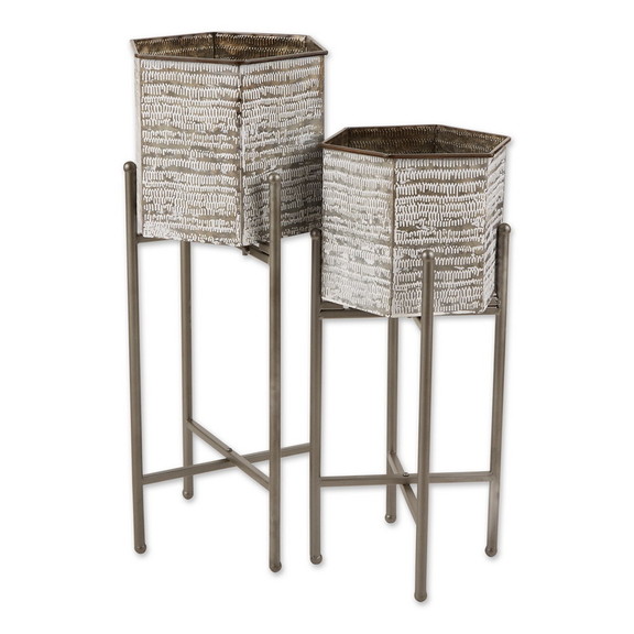 Accent Plus 4506325 Hexagon Bucket Plant Stand Set...