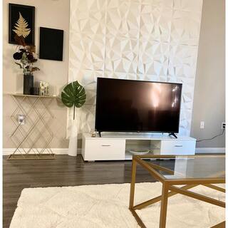 Art3dwallpanels Decorative 3D Wall Panels 11.8 in. x 11.8 in. White PVC Diamond Design (Pack of 33-Tiles 32 sq. ft.) A10hd315