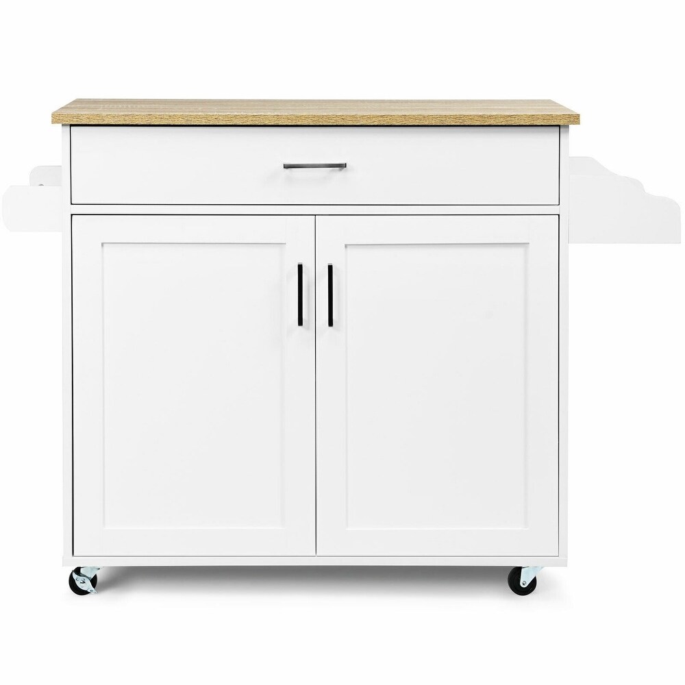 Rolling Kitchen Island Cart with Towel and Spice Rack   45.5\