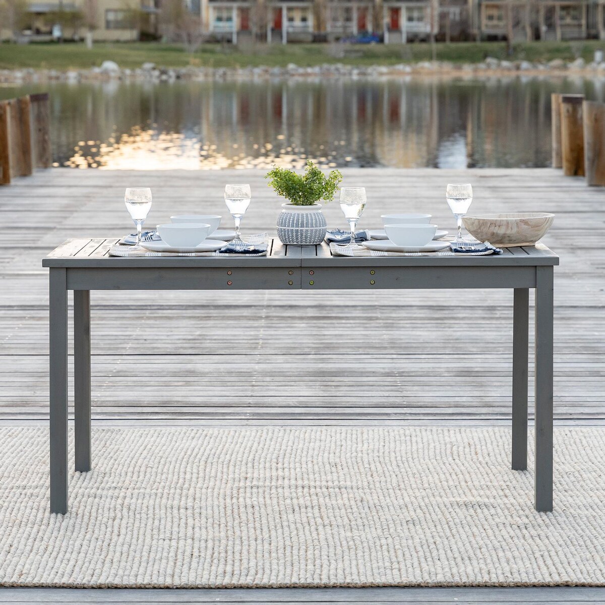 Ultimate Patio Camille Way 60 X 32 Inch Rectangular Acacia Patio Dining Table