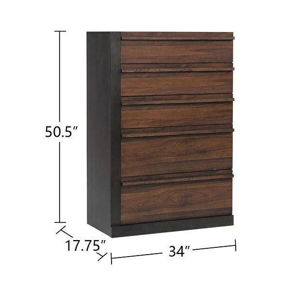 Wood Eastern King Bedroom Set in Black and Walnut - - 36135789