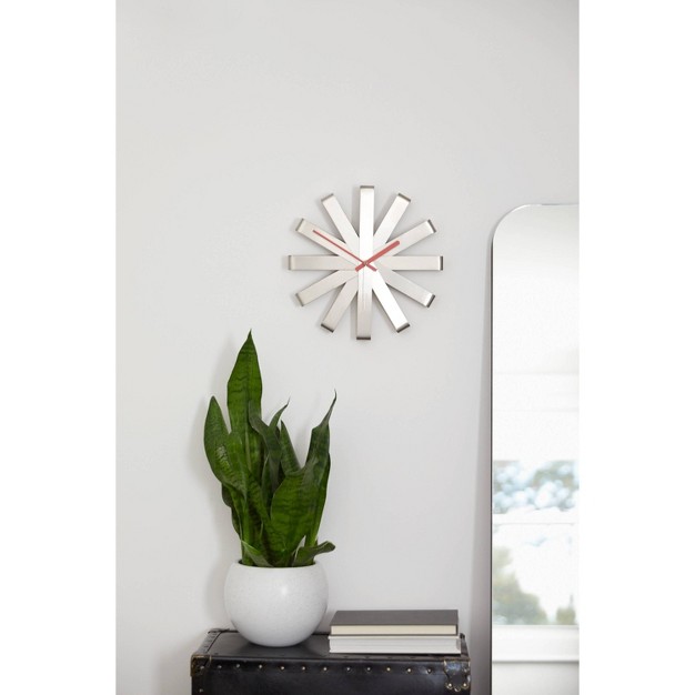 Ribbon Wood Wall Clock Steel Umbra